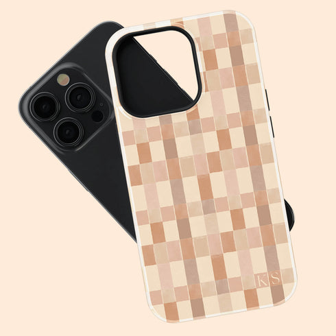 Custom Initials Tartan Plaid Checkerboard iPhone Case